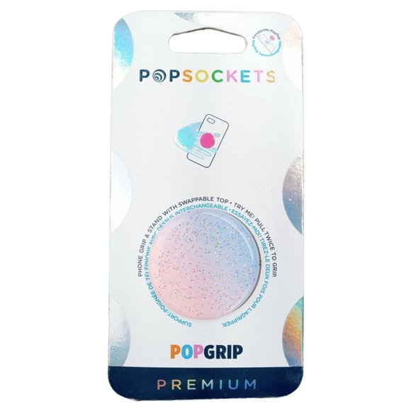 Popsockets Premium Glitter Morning Haze Phone Holder Pink PopGrip Swap 800446 - Picture 1 of 4